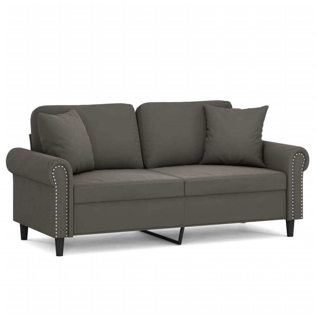 vidaXL 2-Seater Sofa with Pillows&Cushions Dark Gray 55.1" Velvet