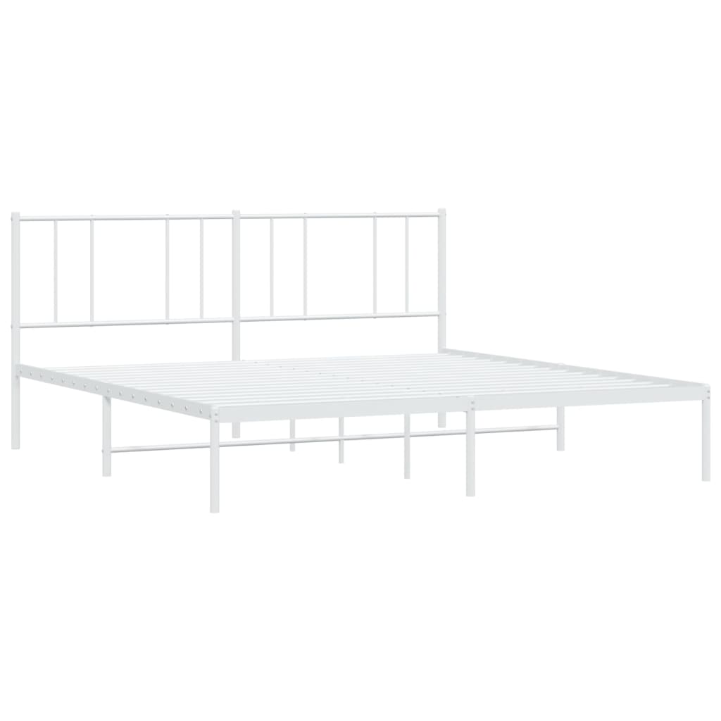 vidaXL Metal Bed Frame without Mattress with Headboard White 72"x83.9"