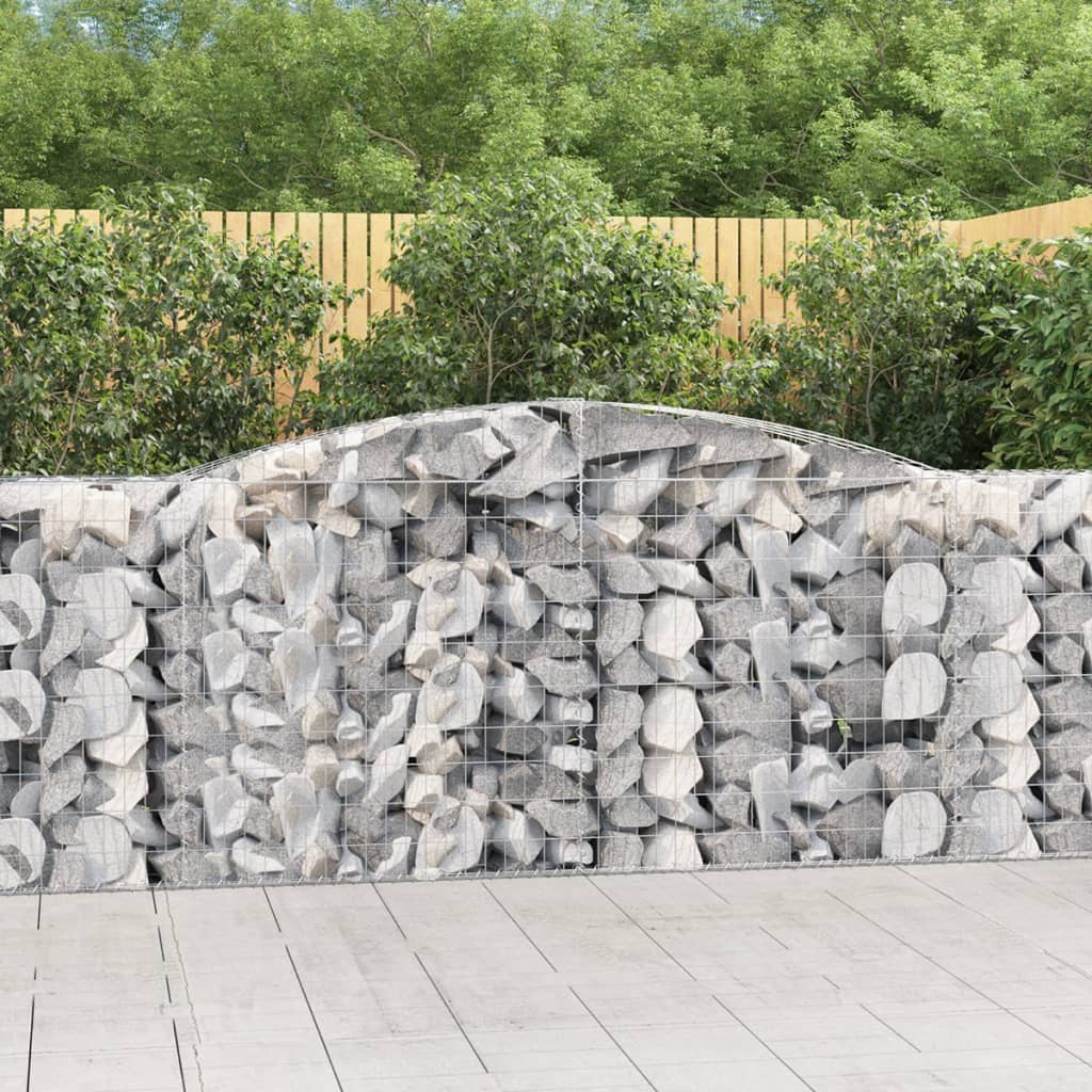 vidaXL Arched Gabion Baskets 3 pcs 157.5"x19.7"x39.4"/47.2" Galvanized Iron