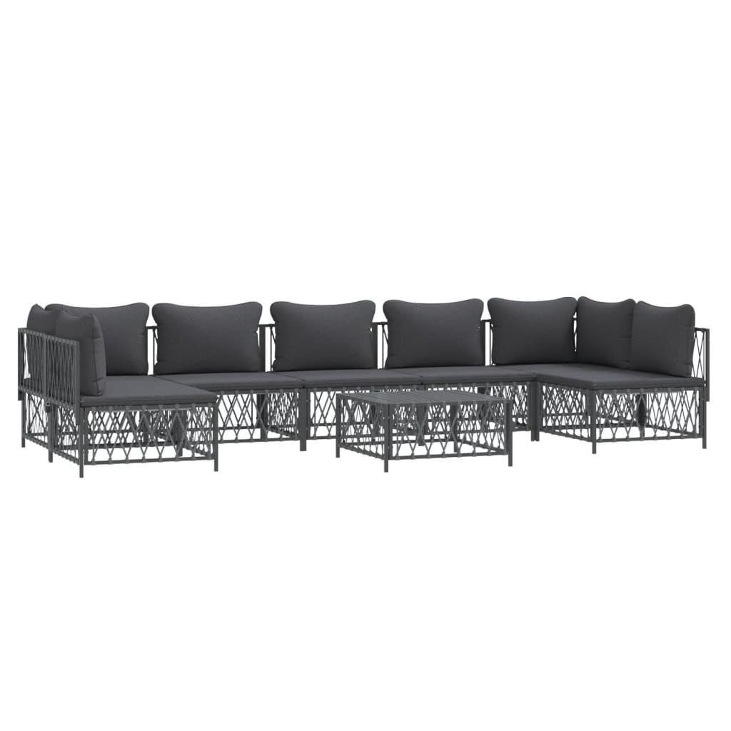 vidaXL 8 Piece Patio Lounge Set with Cushions Anthracite Steel