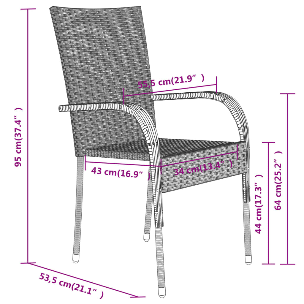 vidaXL 9 Piece Patio Dining Set Black