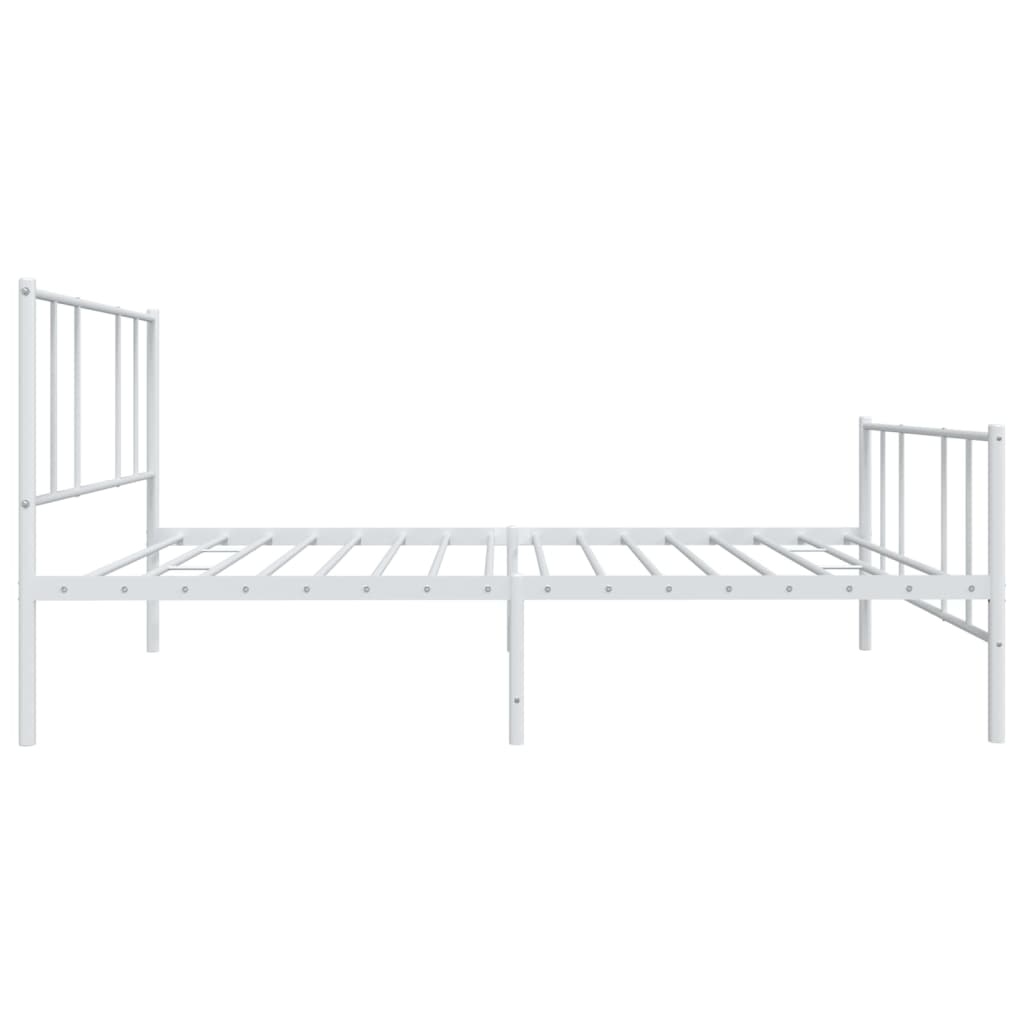 vidaXL Metal Bed Frame with Headboard and Footboard White 39.4"x78.7"