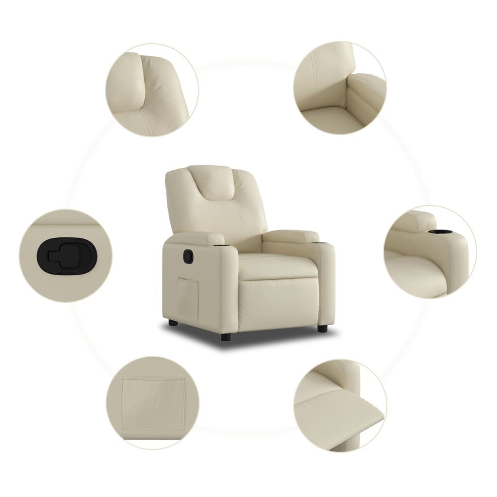 vidaXL Recliner Chair Cream Faux Leather