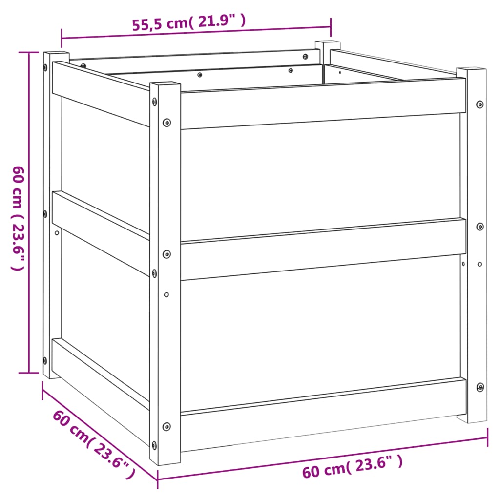 vidaXL Garden Planter 23.6"x23.6"x23.6" Impregnated Wood Pine