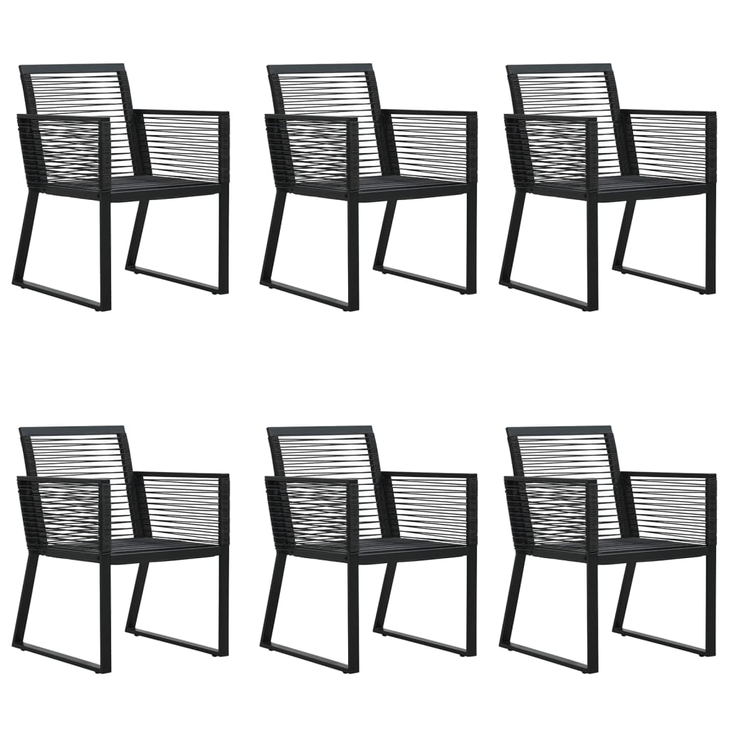 vidaXL 7 Piece Patio Dining Set Black PVC Rattan