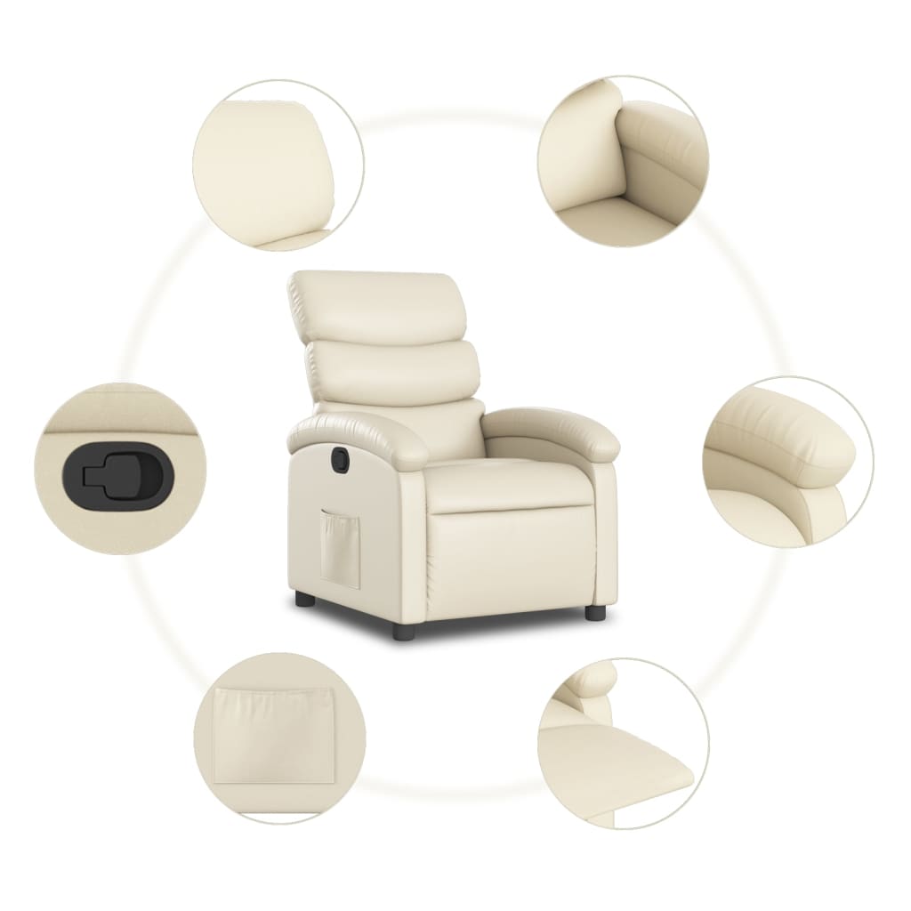 vidaXL Recliner Chair Cream Faux Leather