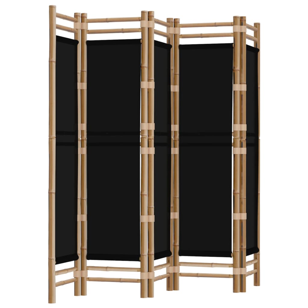 vidaXL Folding 5-Panel Room Divider 78.7" Bamboo and Canvas