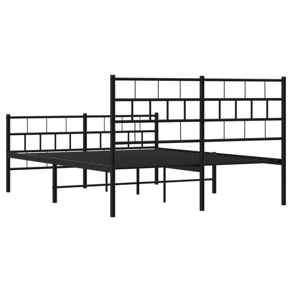 vidaXL Metal Bed Frame without Mattress with Footboard Black 59.1"x78.7"