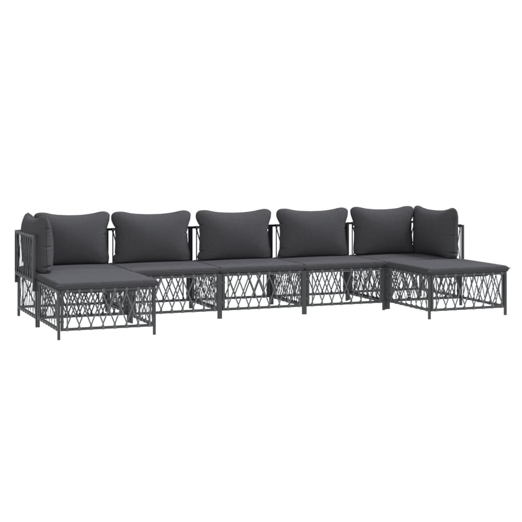 vidaXL 7 Piece Patio Lounge Set with Cushions Anthracite Steel