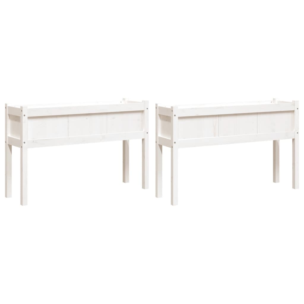 vidaXL Garden Planters 2 pcs with Legs White Solid Wood Pine