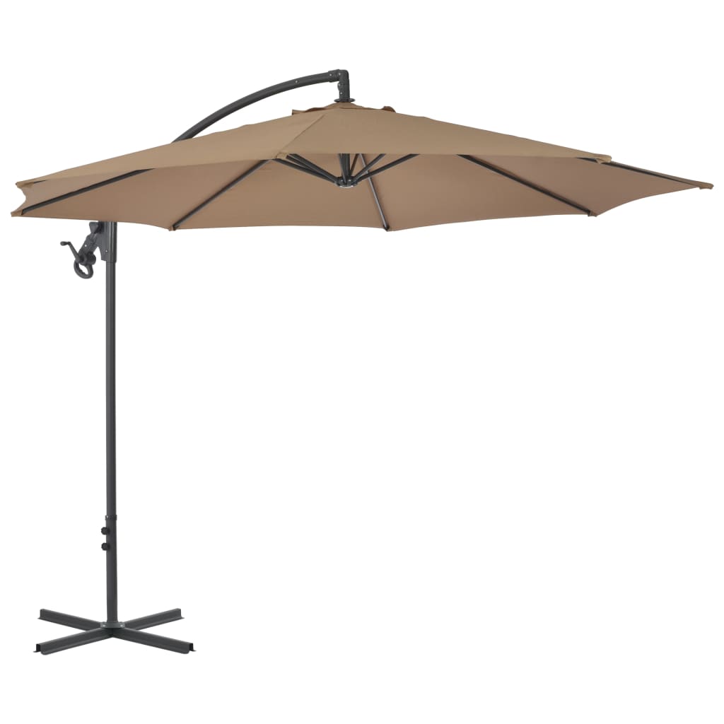 vidaXL Cantilever Garden Parasol with Steel Pole 118.1" Taupe