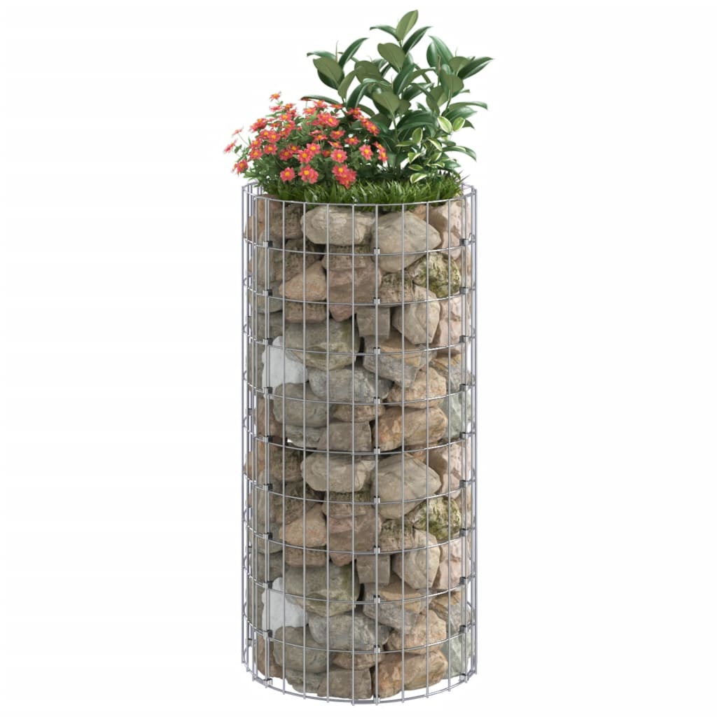 vidaXL Circular Gabion Pole Galvanized Steel Ø19.7"x39.4"