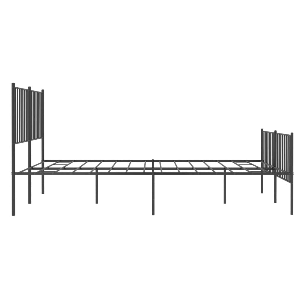 vidaXL Metal Bed Frame without Mattress with Footboard Black 53.1"x74.8"