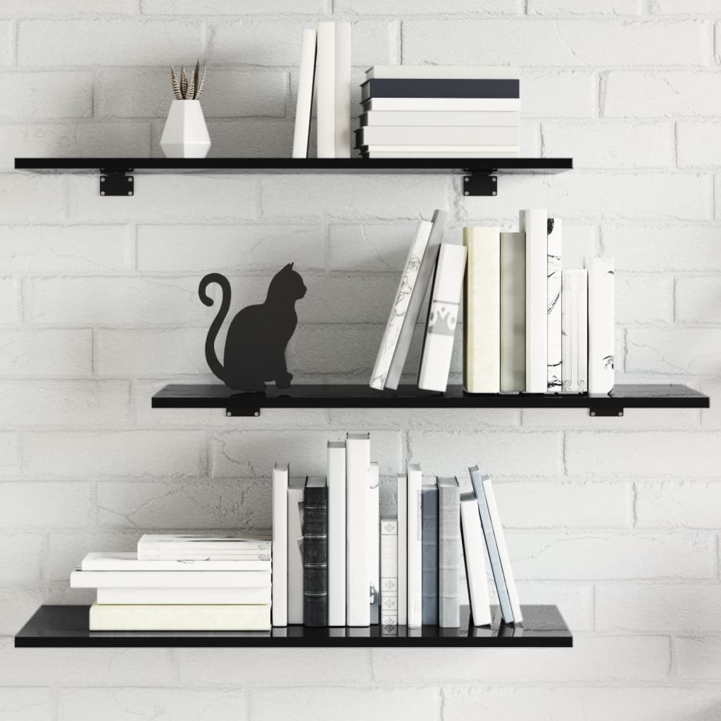 vidaXL Bookshelf Boards 8 pcs High Gloss Black 31.5"x11.8"x0.6" Engineered Wood