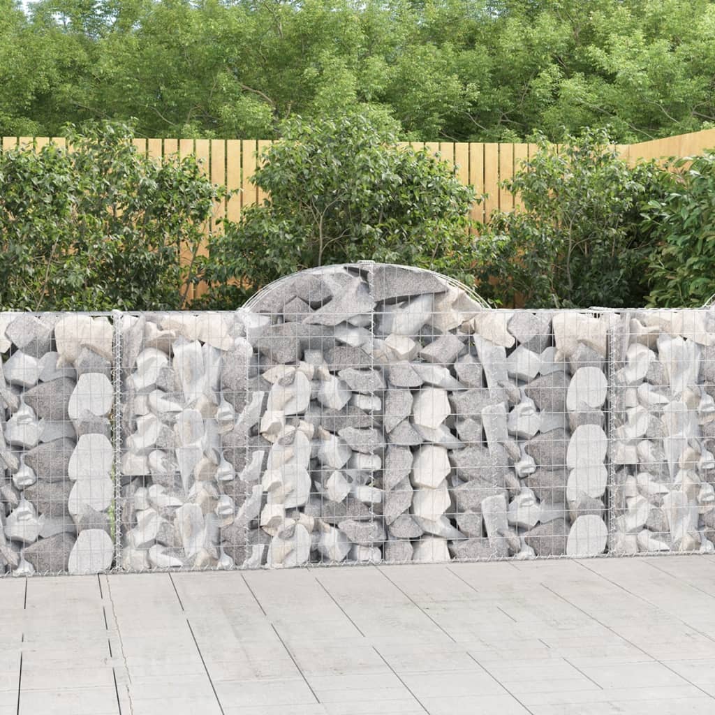 vidaXL Arched Gabion Baskets 4 pcs 78.7"x11.8"x39.4"/47.2" Galvanized Iron