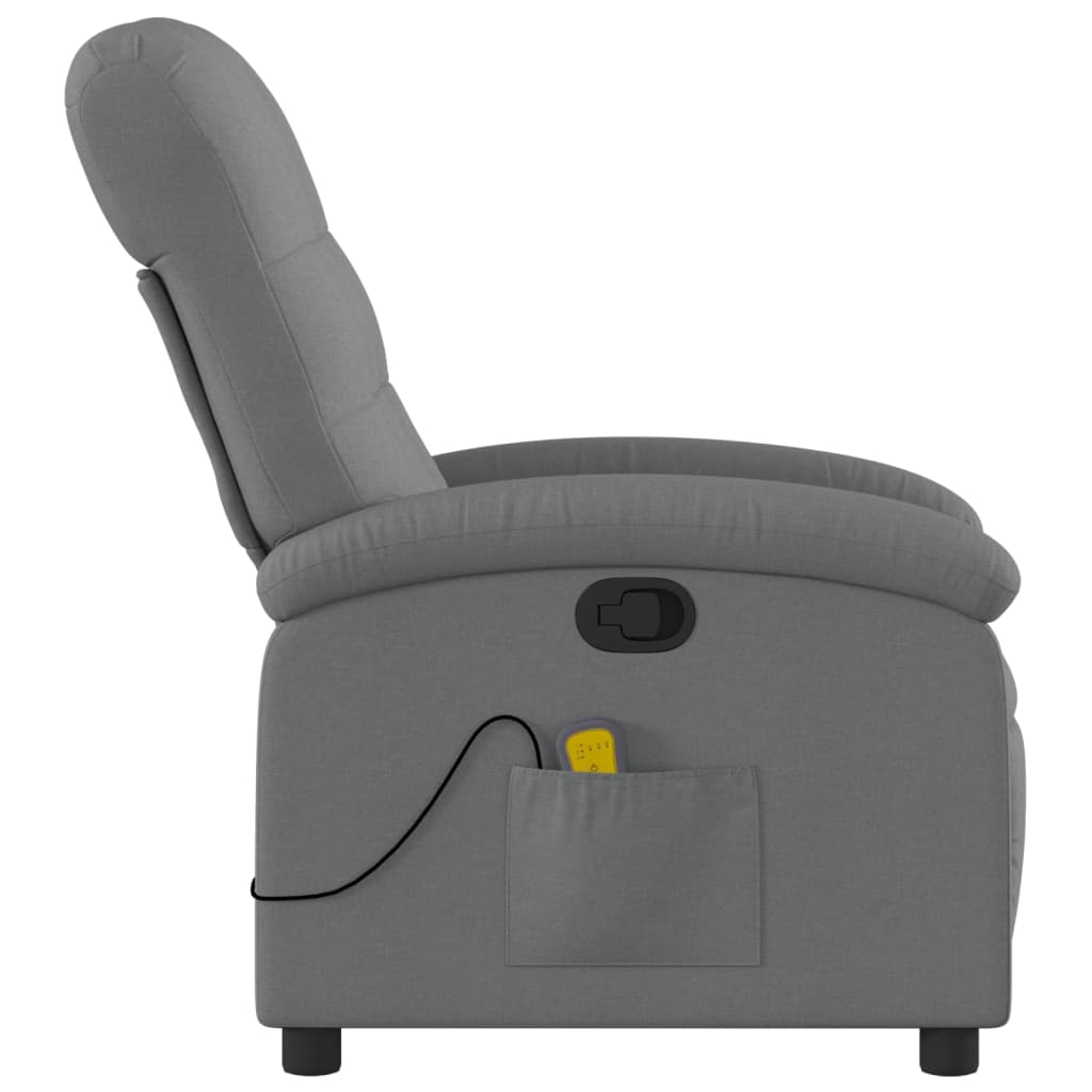 vidaXL Massage Recliner Chair Dark Gray Fabric