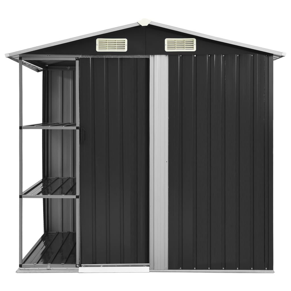 vidaXL Garden Shed with Rack Anthracite 80.7"x51.2"x72" Iron