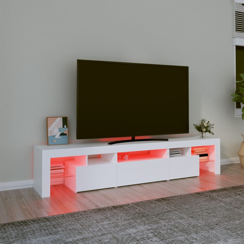 vidaXL TV Stand with LED Lights White 78.7"x14.4"x15.7"