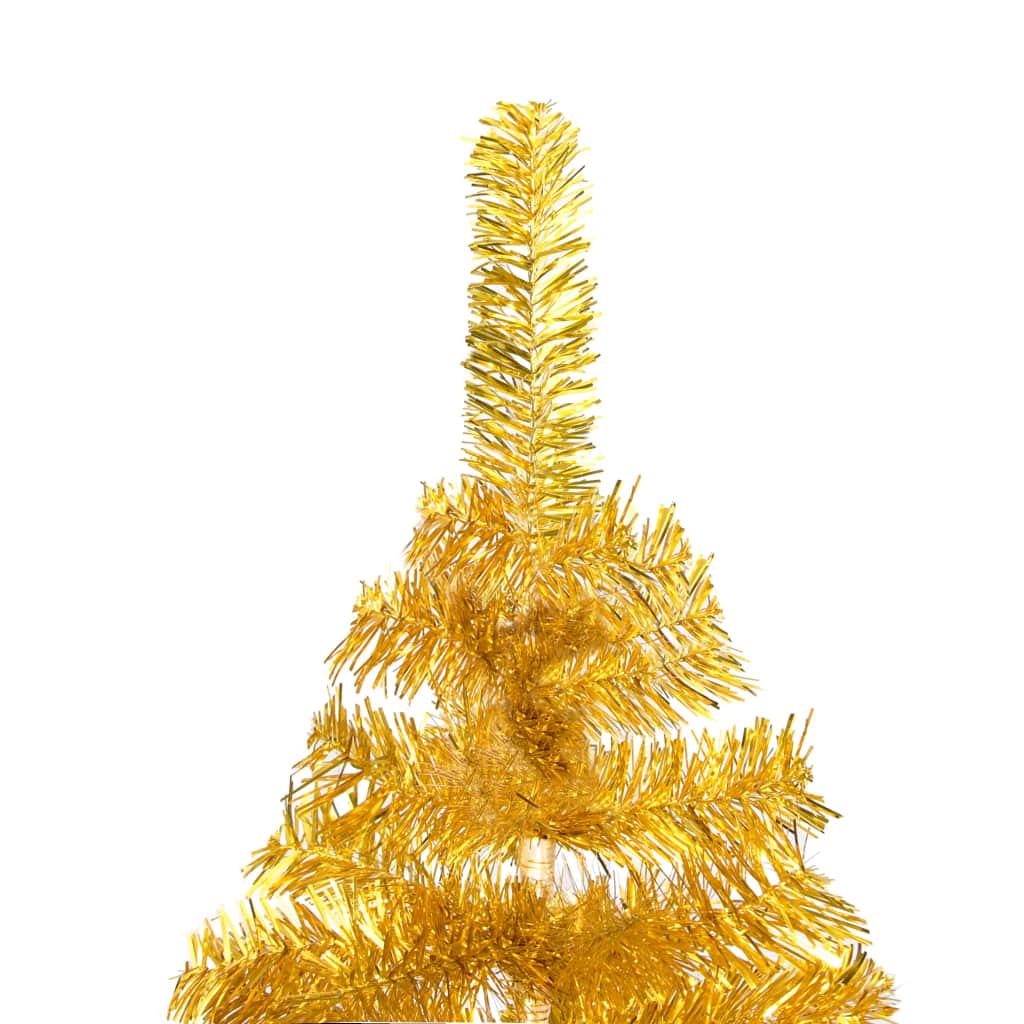 vidaXL Artificial Pre-lit Christmas Tree with Ball Set Gold 59.1" PET