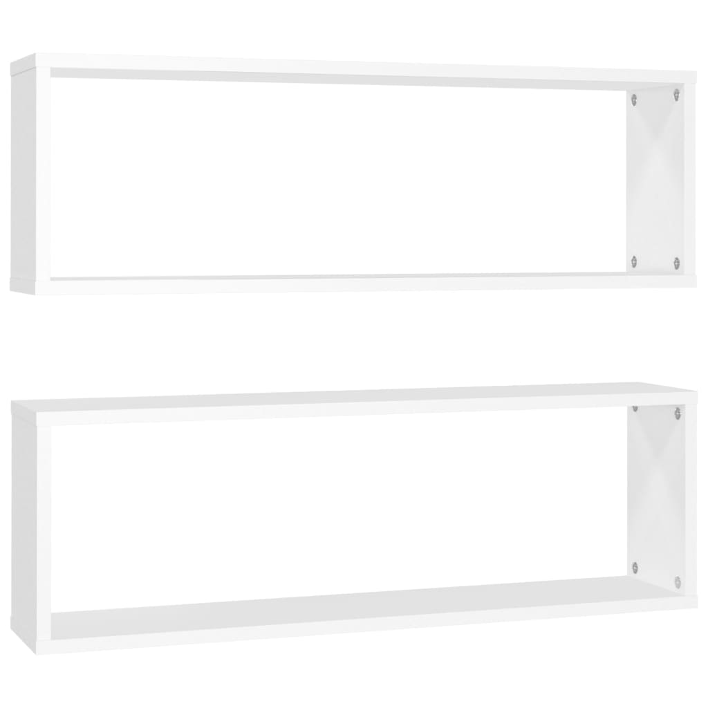 vidaXL Wall Cube Shelves 2 pcs White 31.5"x5.9"x10.4" Engineered Wood