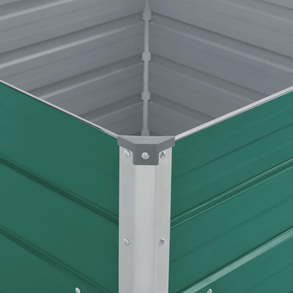 vidaXL Raised Garden Bed 39.4"x39.4"x17.7" Galvanized Steel Green