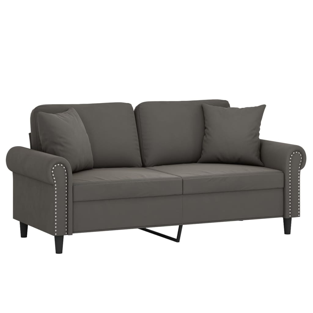 vidaXL 2-Seater Sofa with Pillows&Cushions Dark Gray 55.1 Velvet
