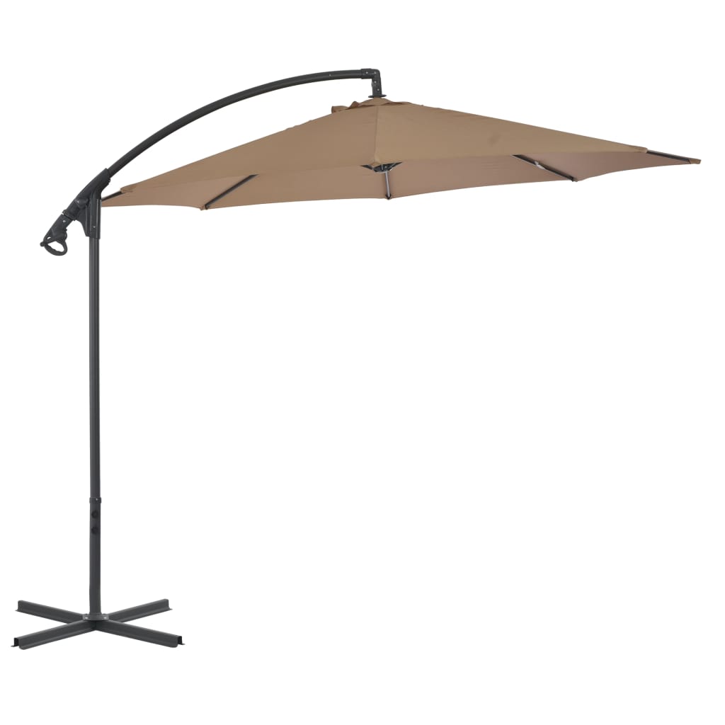 vidaXL Cantilever Garden Parasol with Steel Pole 118.1" Taupe