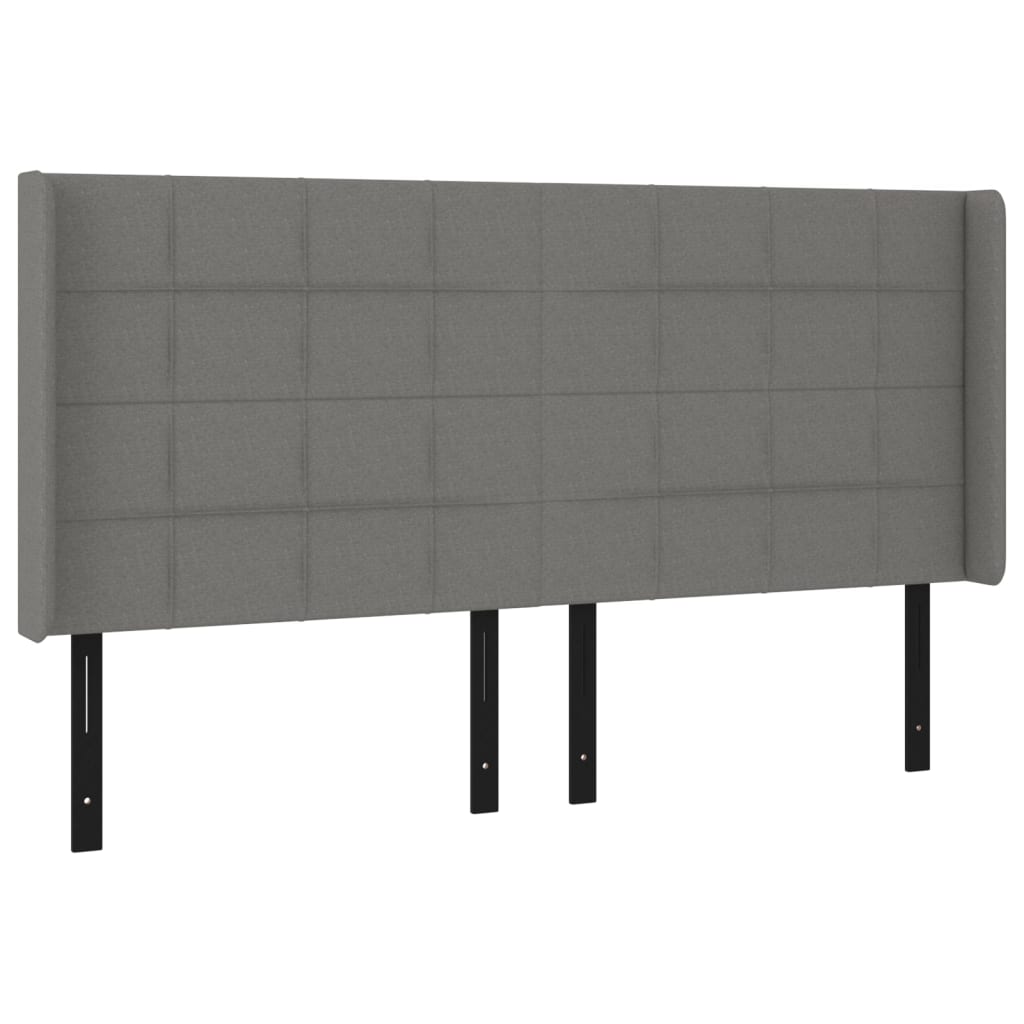 vidaXL Headboard with Ears Dark Gray 64.2"x6.3"x46.5"/50.4" Fabric