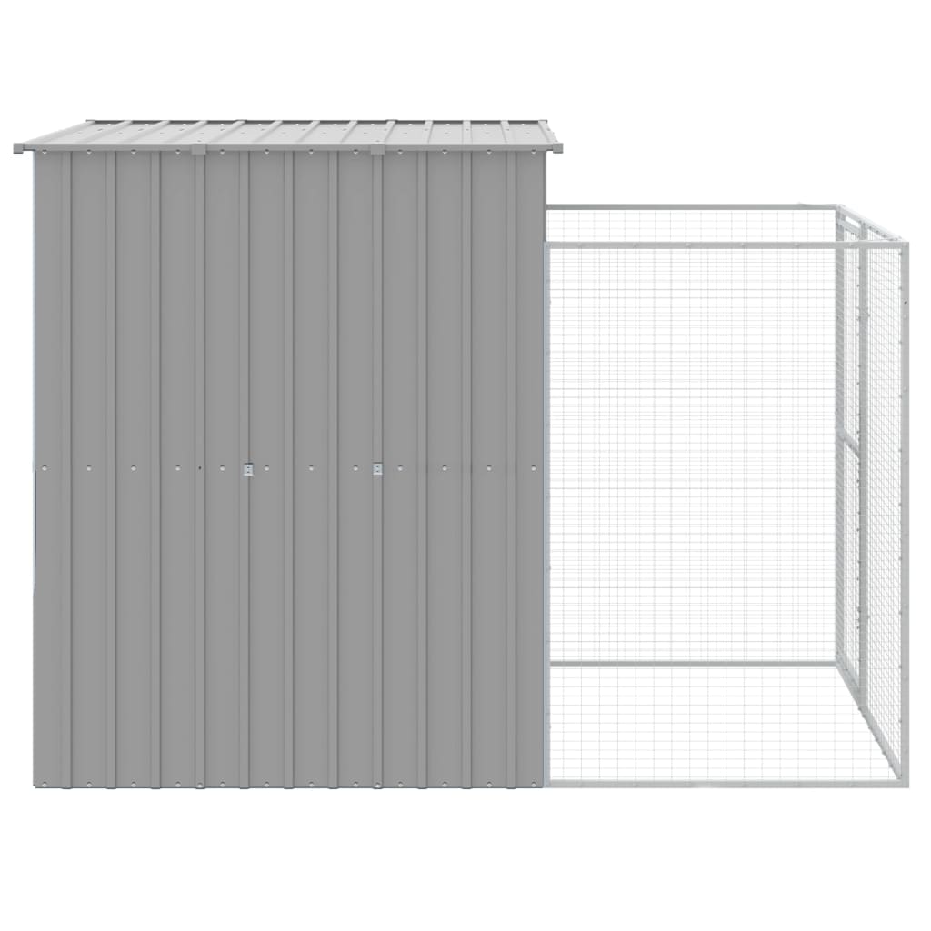 vidaXL Dog House with Run Light Gray 65"x98.8"x71.3" Galvanized Steel