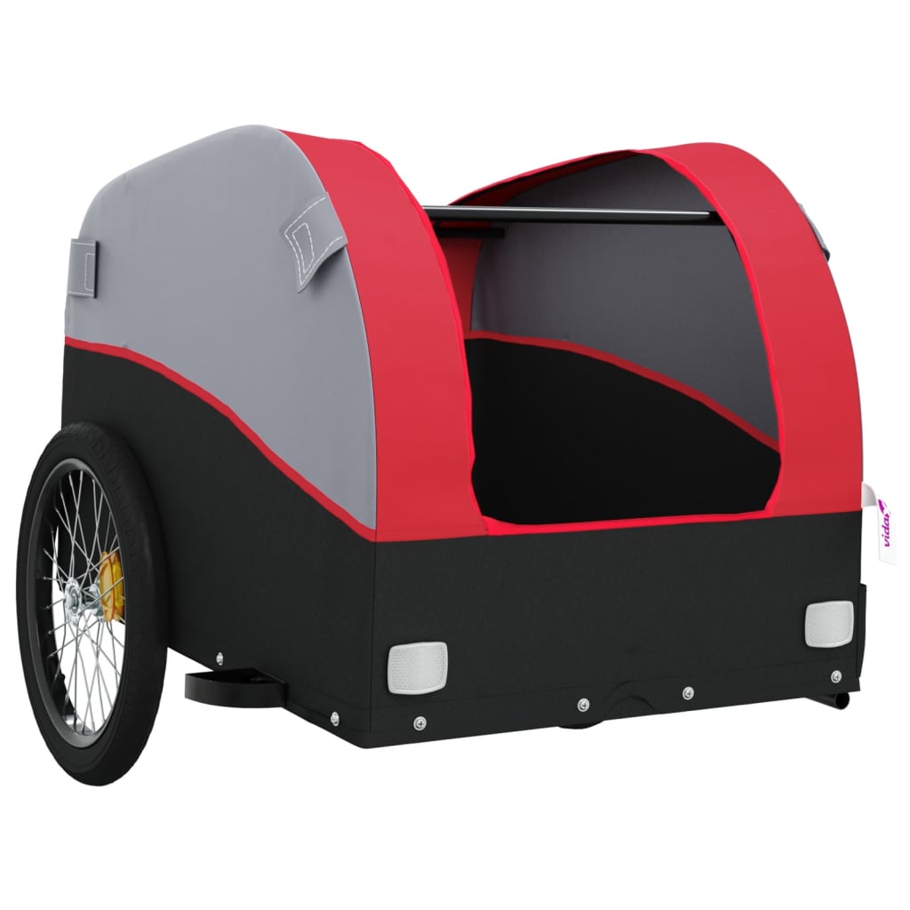 vidaXL Bike Trailer Black and Red 99.2 lb Iron