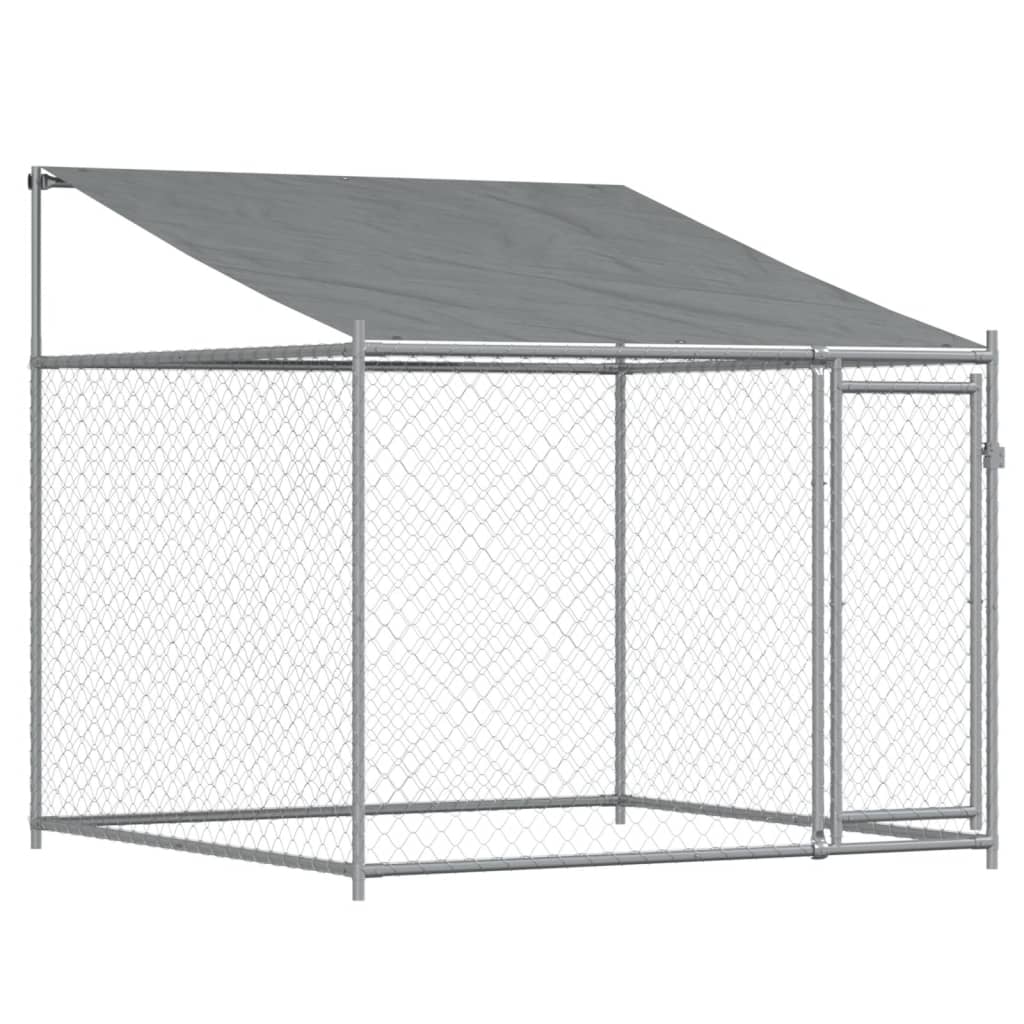 vidaXL Dog Cage with Roof and Doors Gray 19.7'x6.6'x6.6' Galvanized Steel