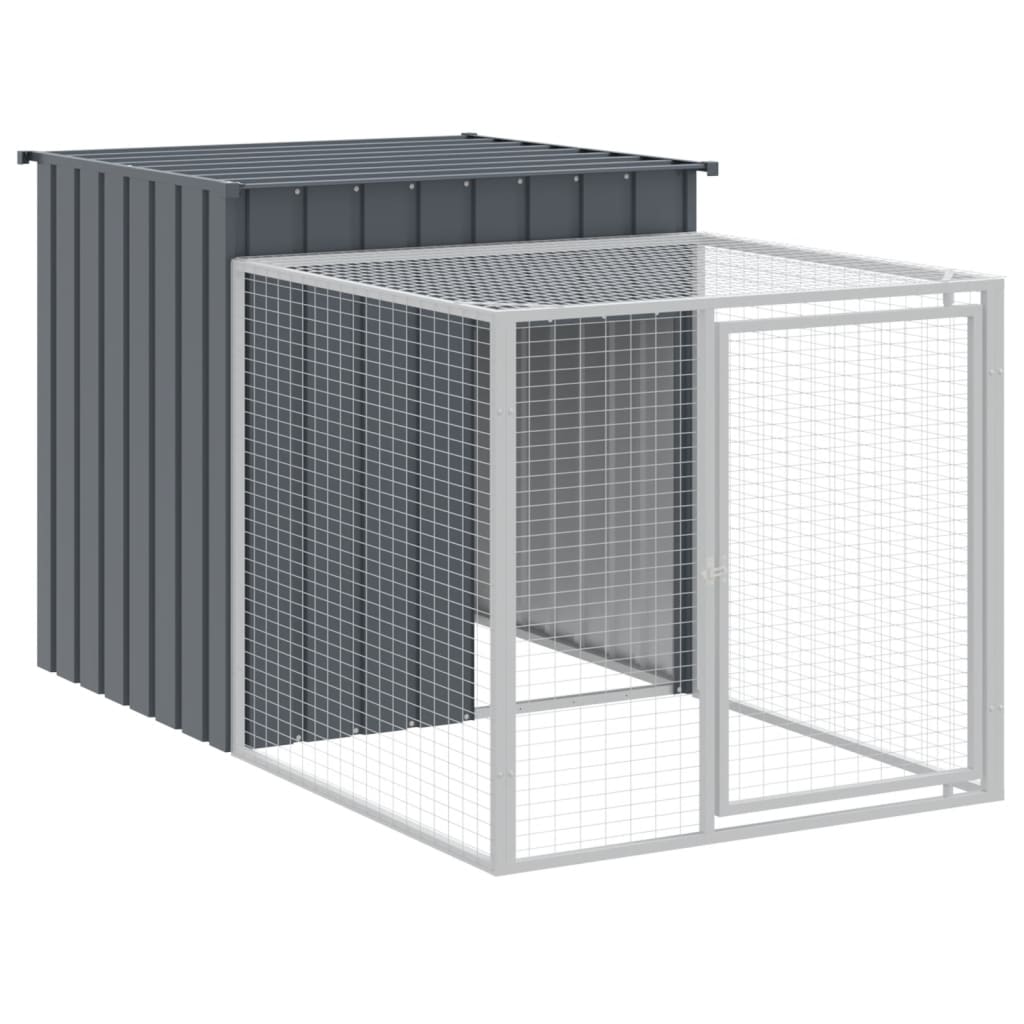 vidaXL Chicken Cage with Run Anthracite 43.3"x239.8"x43.3" Galvanized Steel