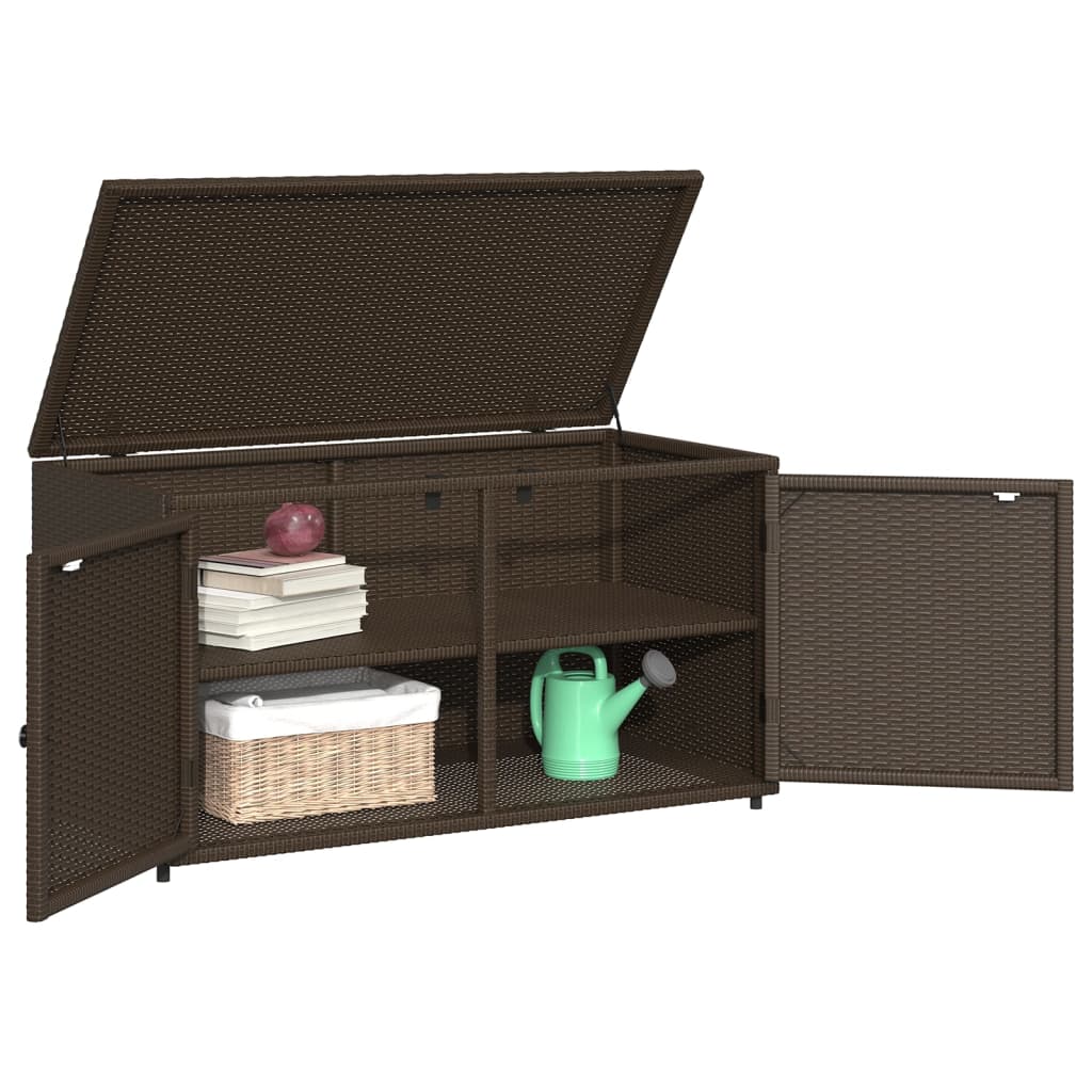 vidaXL Patio Storage Cabinet Brown 43.3"x21.7"x23.8" Poly Rattan