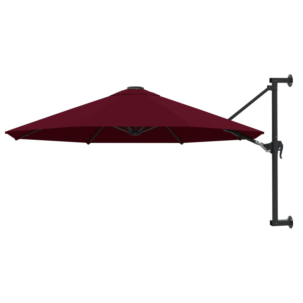 vidaXL Wall-Mounted Parasol with Metal Pole 118.1" Burgundy