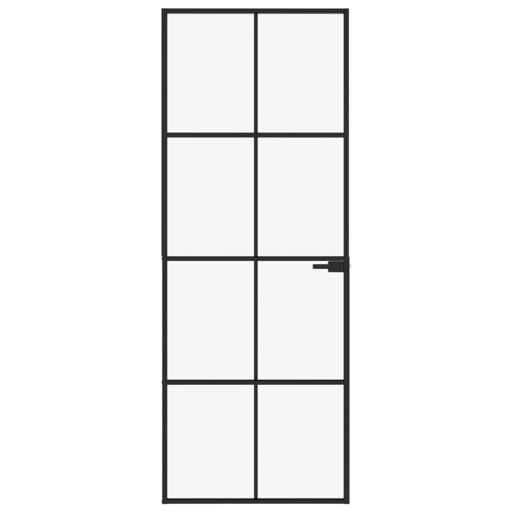 vidaXL Interior Door Black 29.9"x79.3" Tempered Glass&Aluminum Slim