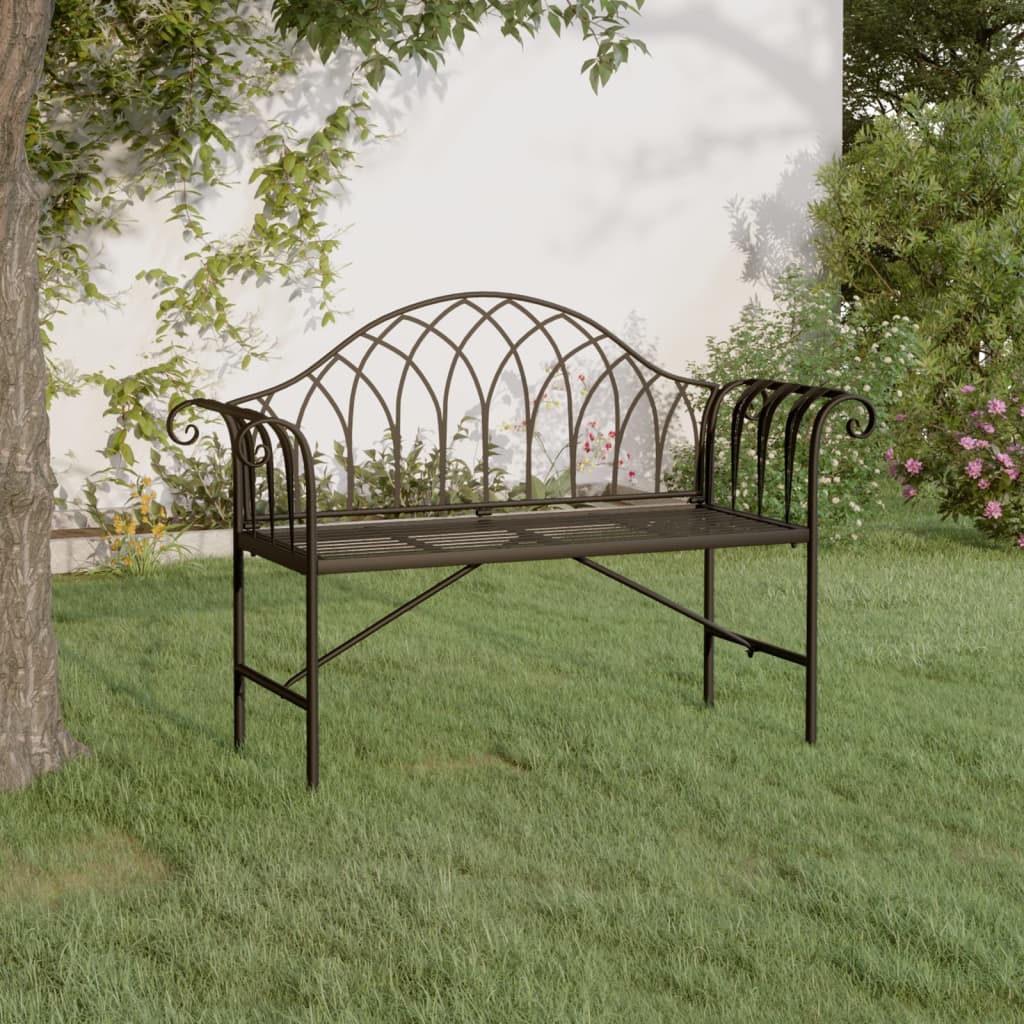 vidaXL 2-Seater Patio Bench 50.4" Black Steel