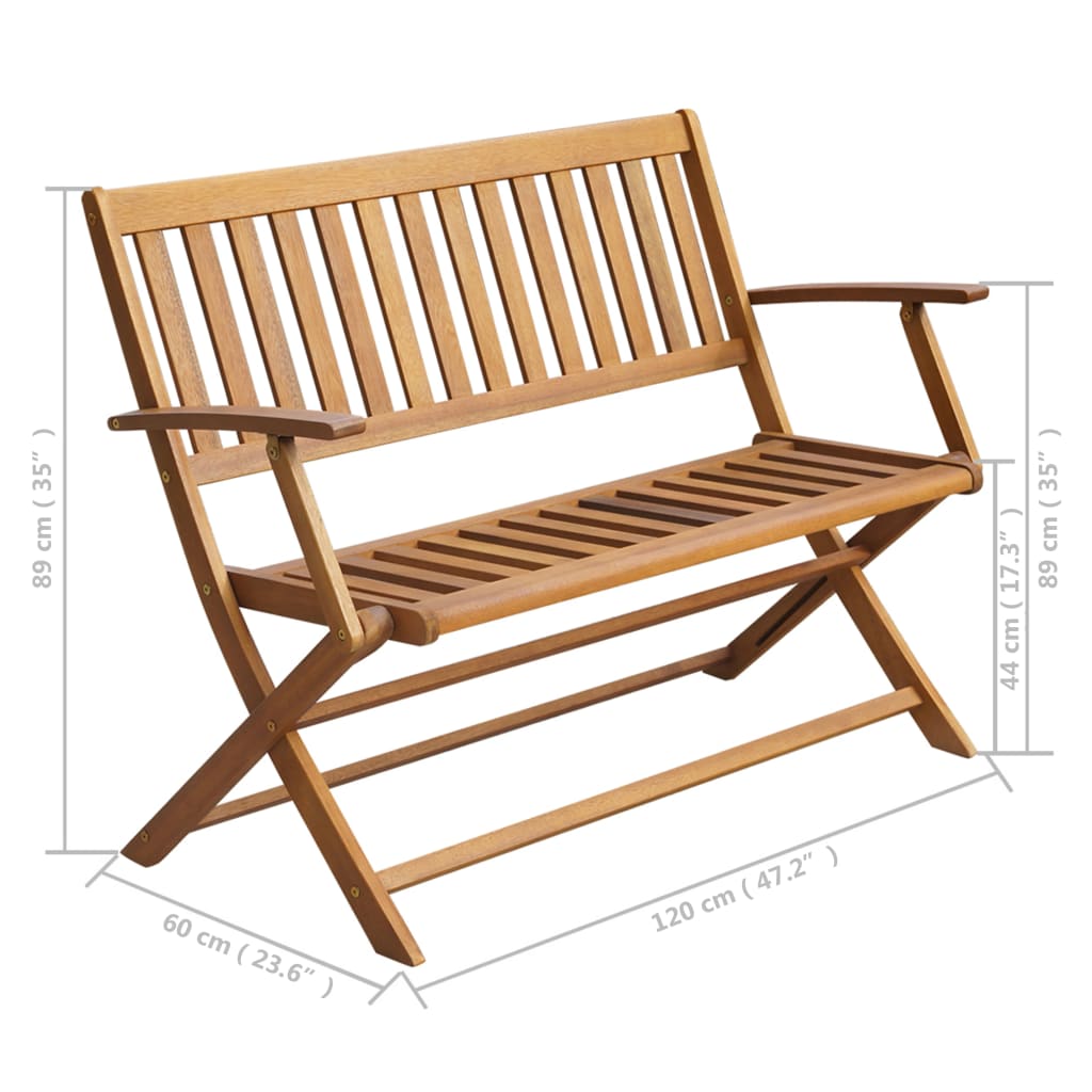 vidaXL Patio Bench with Cushion 47.2" Solid Acacia Wood