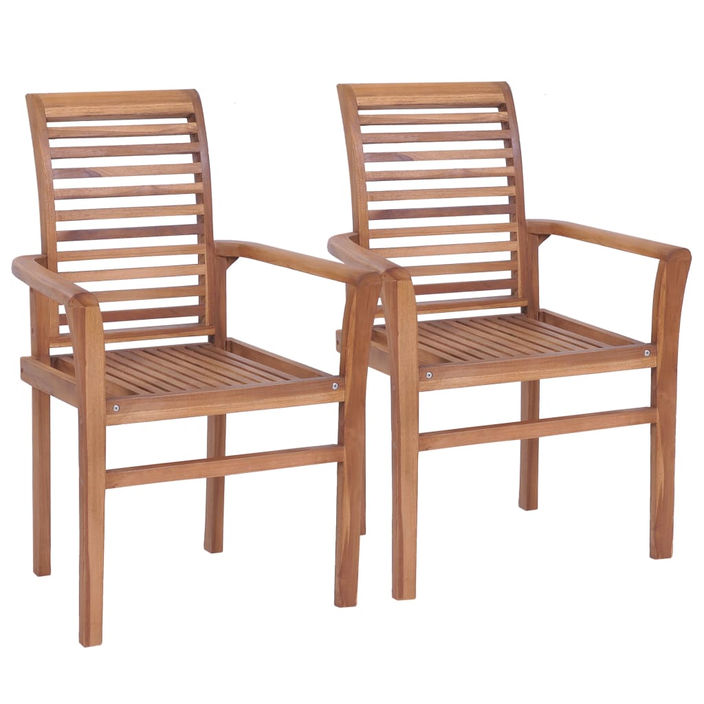 vidaXL Dining Chairs 2 pcs with Cream White Cushions Solid Teak Wood