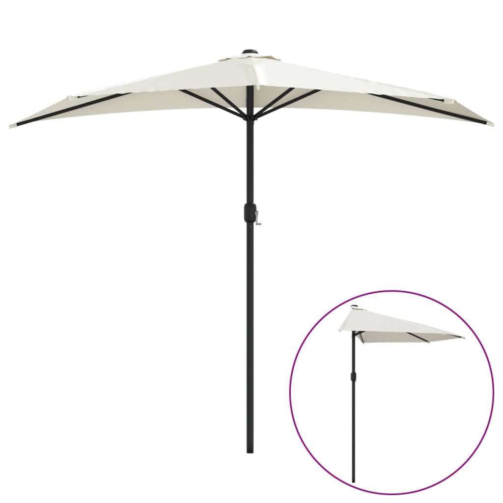 vidaXL Garden Parasol with Aluminum Pole Sand 106.3"x56.7" Half