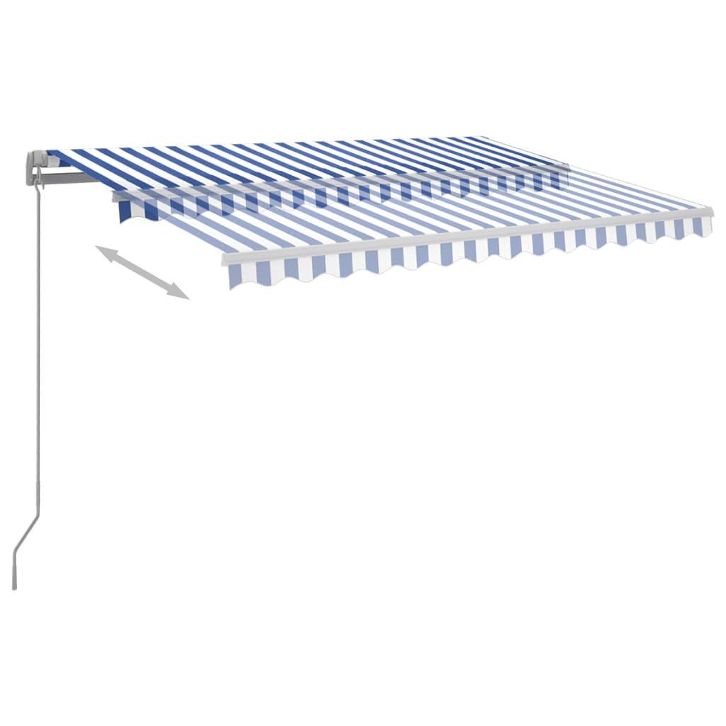 vidaXL Automatic Retractable Awning with Posts 9.8'x8.2' Blue&White