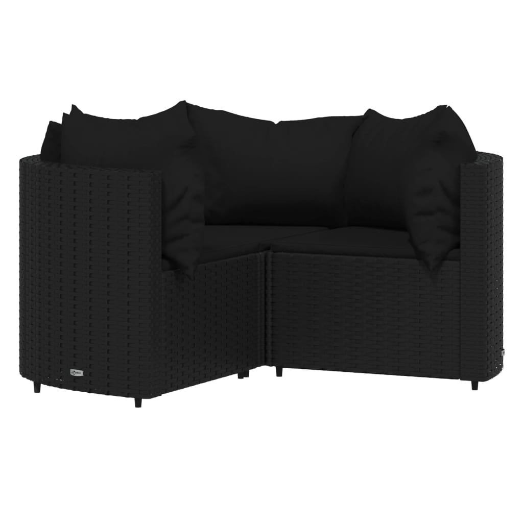 vidaXL 4 Piece Patio Lounge Set with Cushions Black Poly Rattan