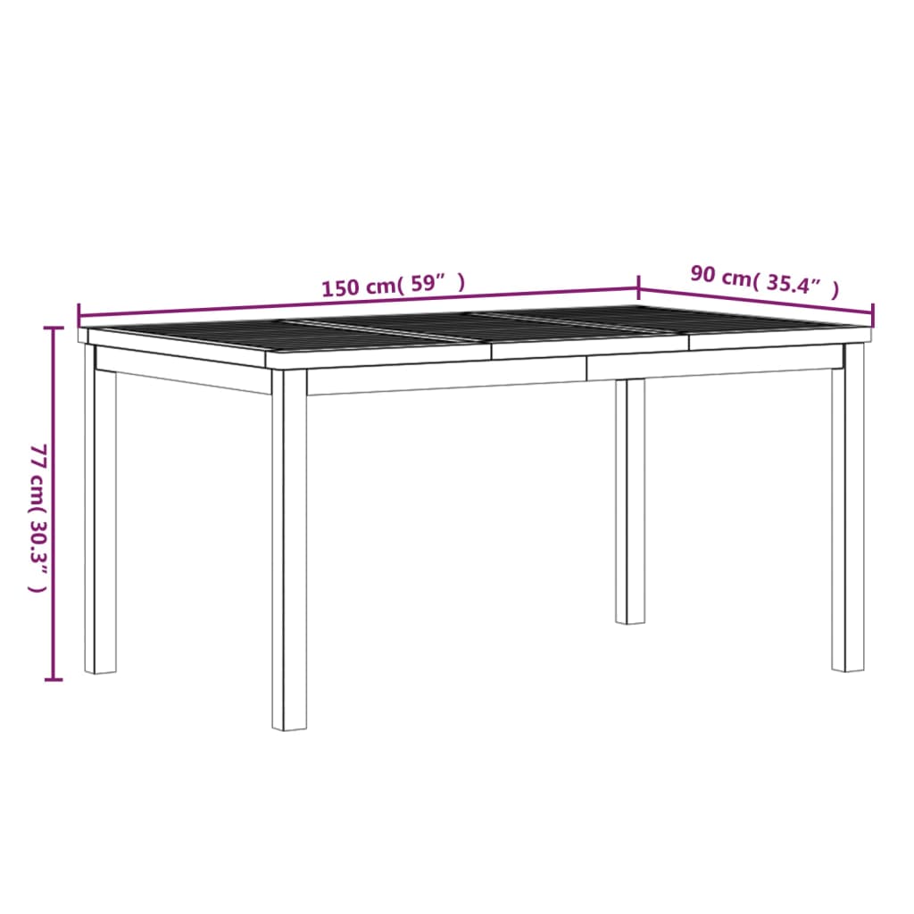 vidaXL 3 Piece Patio Dining Set Solid Wood Teak