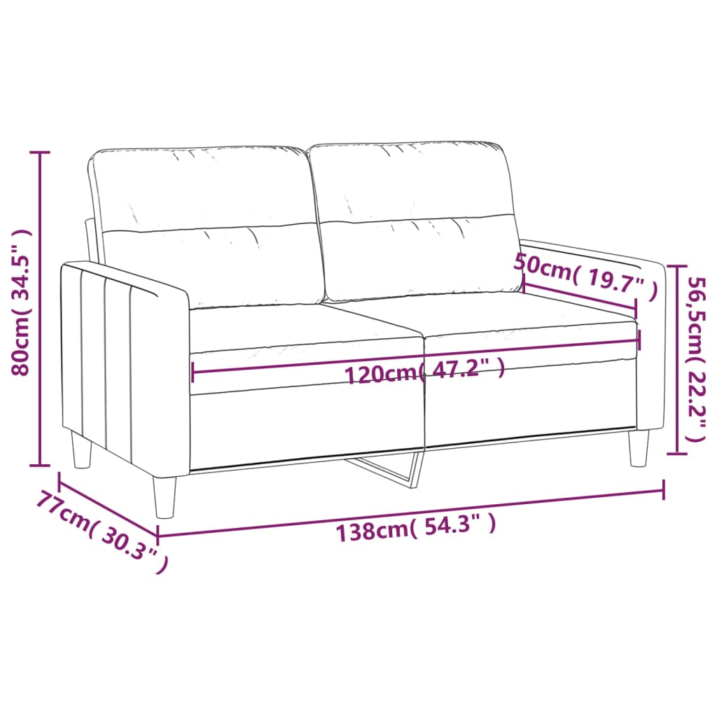 vidaXL 2-Seater Sofa Dark Gray 47.2" Fabric