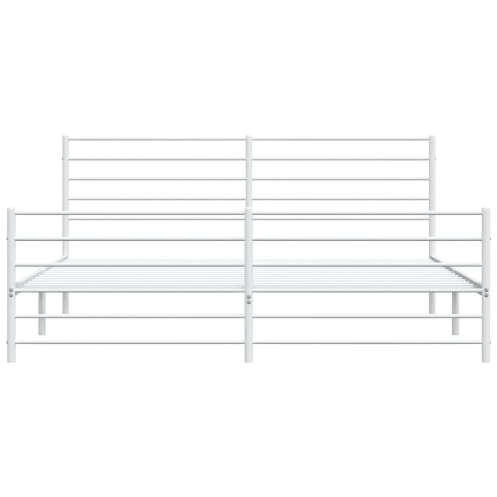 vidaXL Metal Bed Frame without Mattress with Footboard White 72"x83.9"