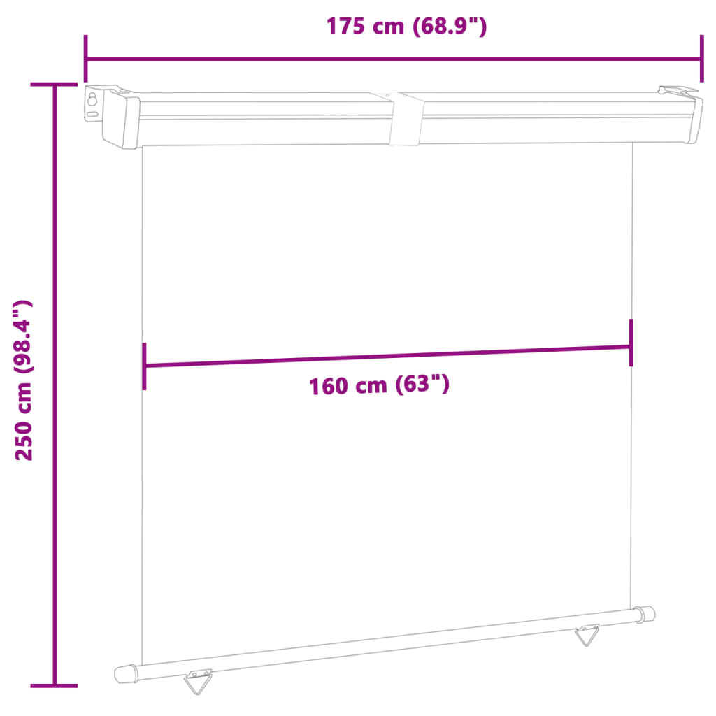 48441 vidaXL Balcony Side Awning 68.9"x98.4" Brown