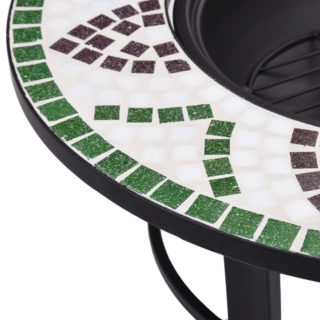 vidaXL Mosaic Fire Pit Green 26.8" Ceramic