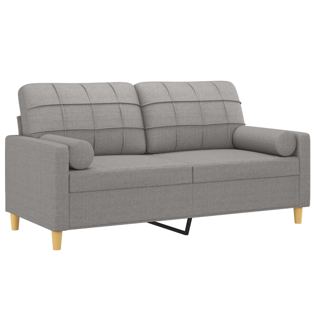 vidaXL 2-Seater Sofa with Pillows&Cushions Light Gray 55.1" Fabric