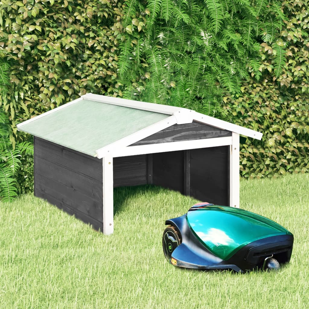 vidaXL Robotic Lawn Mower Garage 28.3"x34.3"x19.7" Gray and White Firwood