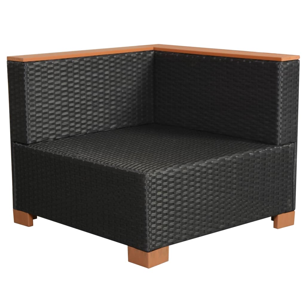 vidaXL 6 Piece Patio Lounge Set with Cushions Poly Rattan Black