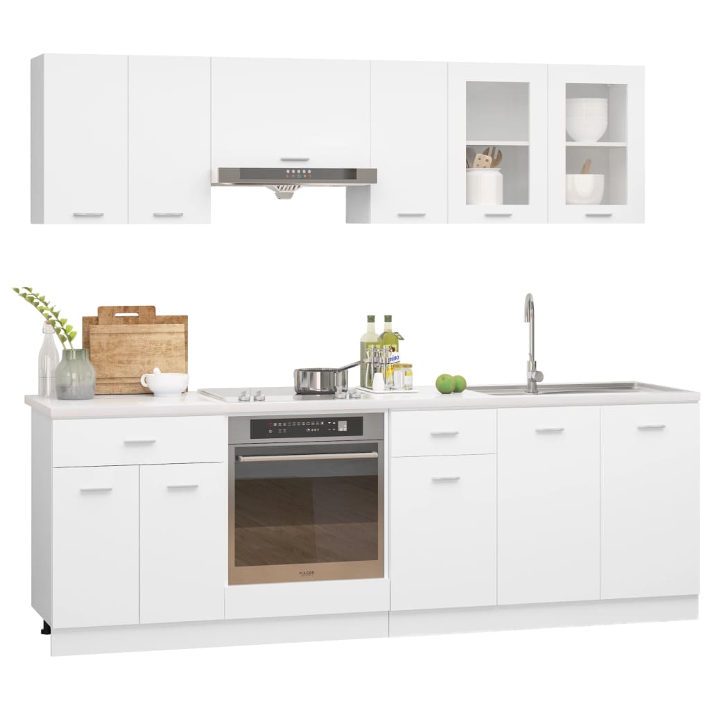 vidaXL 8 Piece Kitchen Cabinet Set White Engineered Wood